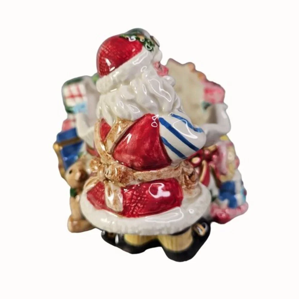 Fitz and Floyd Candy Dish Santa‎ Elf Christmas Ceramic Magic Kingdom Toys READ